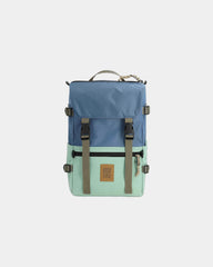 Custom recycled nylon 15" laptop backpack - Stone Blue/Ash Green