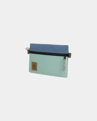 Custom recycled nylon travel pouch organizer - Stone Blue/Ash Green