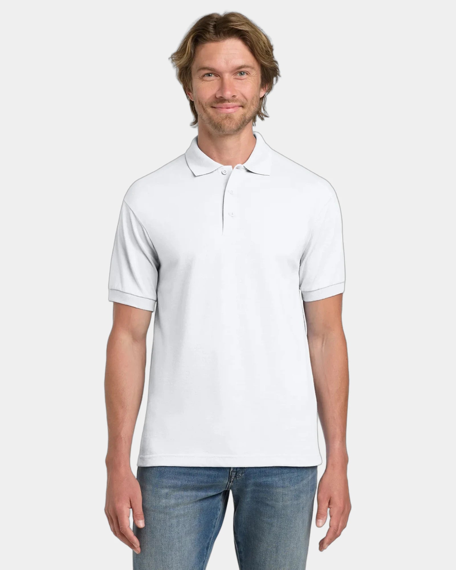 Custom moisture-wicking cotton blend polo shirt - White