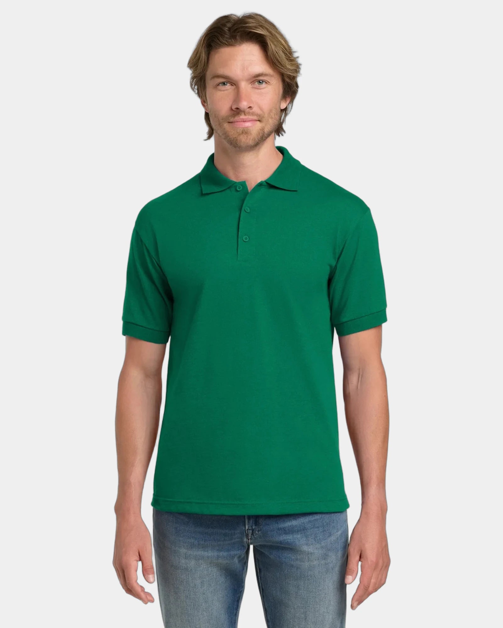 Custom moisture-wicking cotton blend polo shirt - Kelly Green