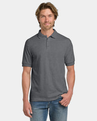 Custom moisture-wicking cotton blend polo shirt - Graphite Heather