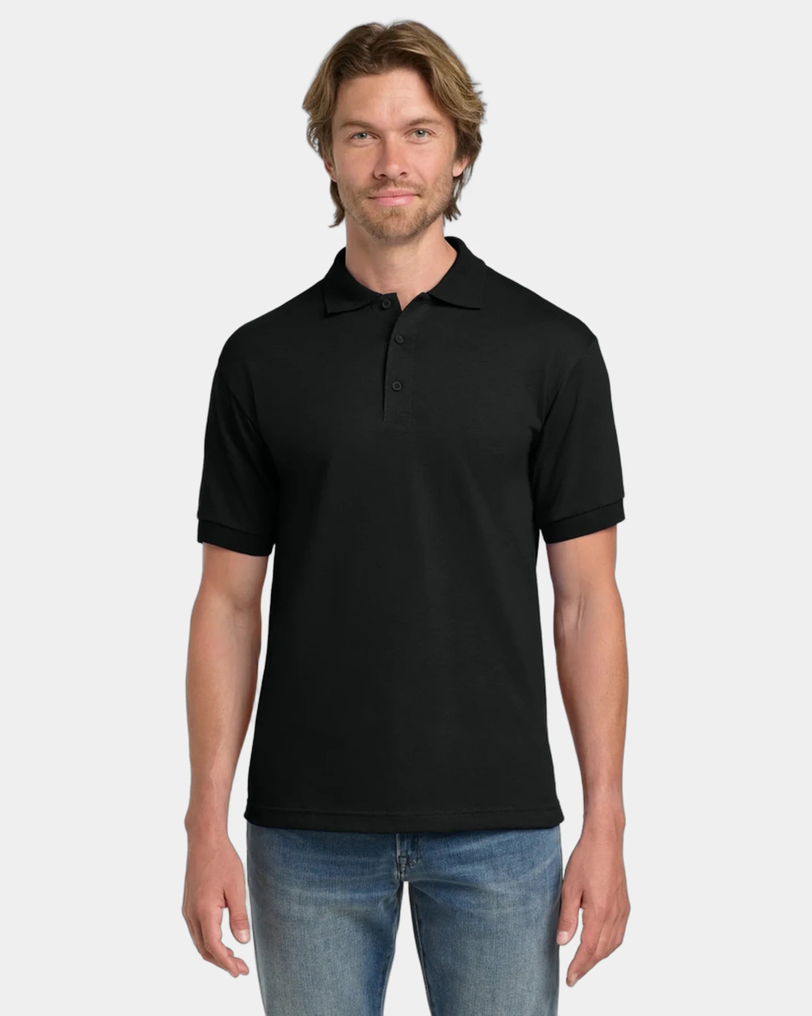 Custom moisture-wicking cotton blend polo shirt - Black