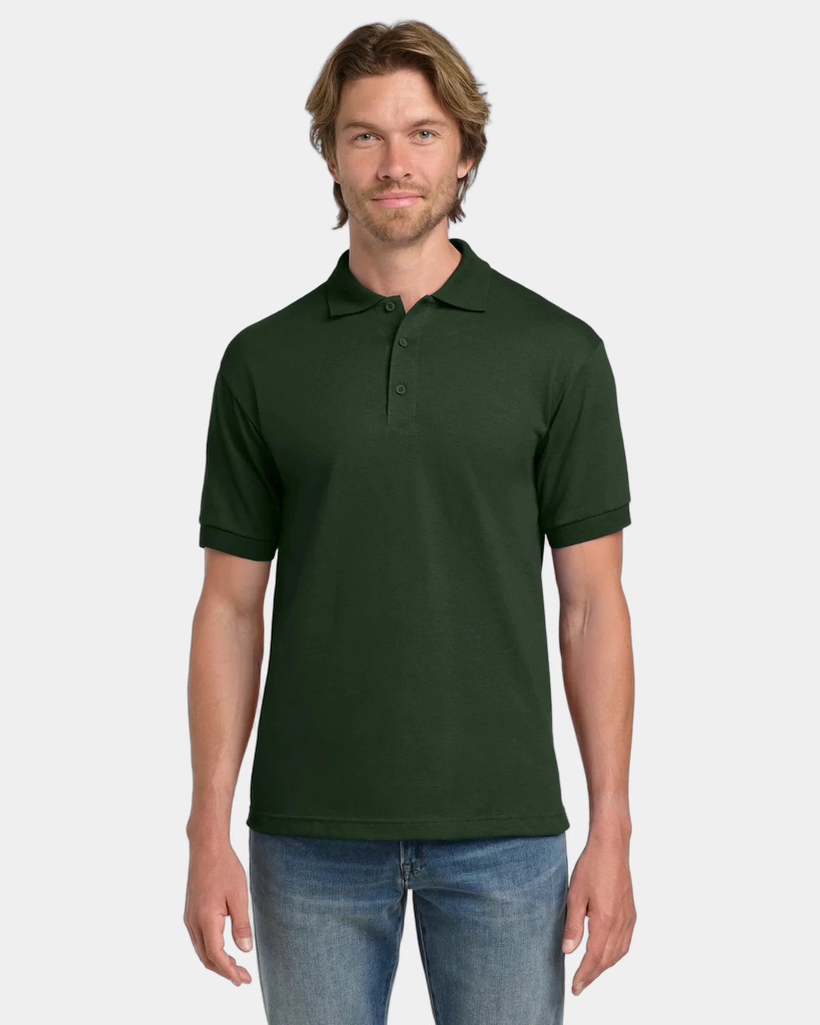 Custom moisture-wicking cotton blend polo shirt - Forest Green