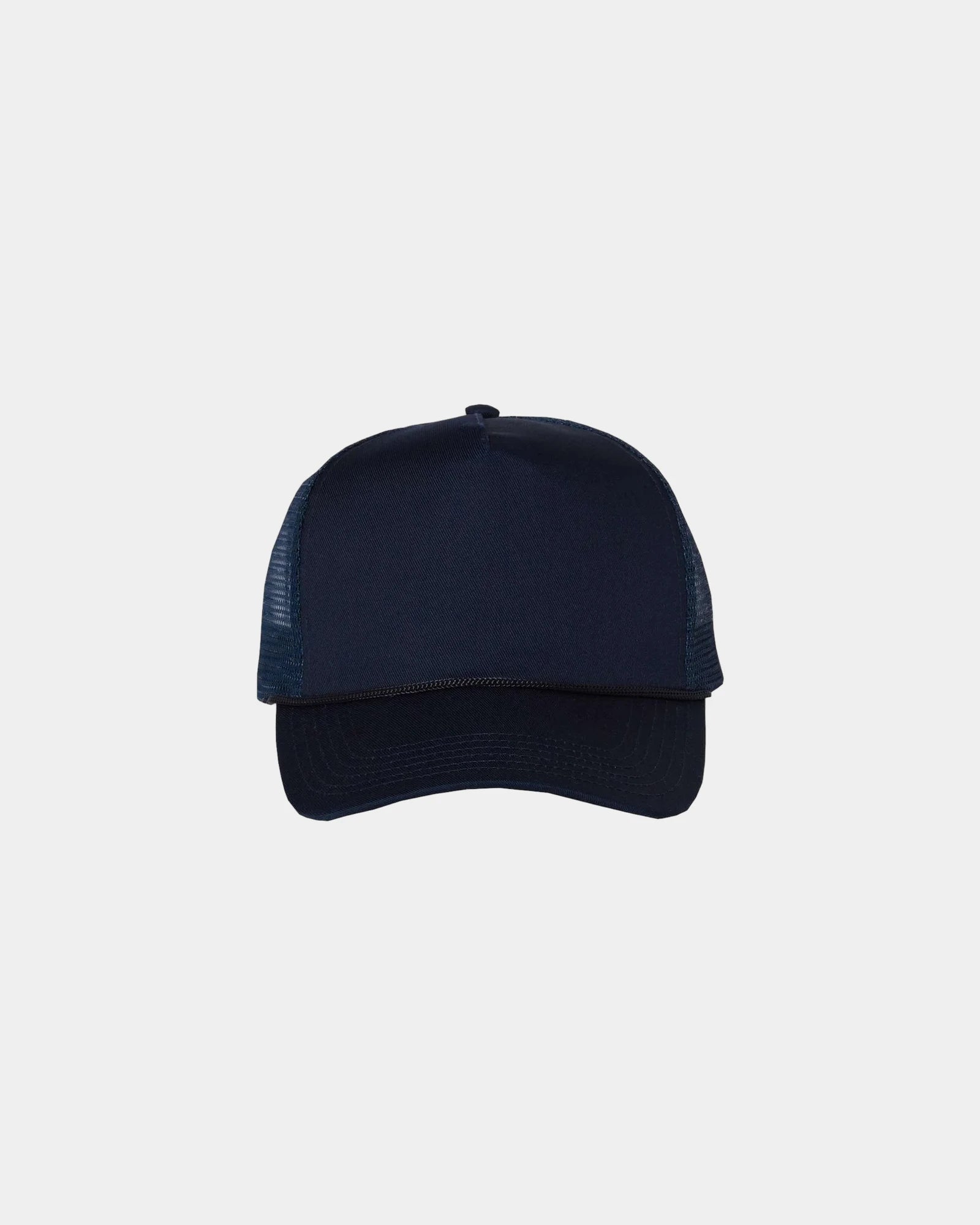 Custom five-panel mesh-back trucker cap with snapback - Navy