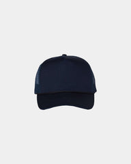 Custom five-panel mesh-back trucker cap with snapback - Navy