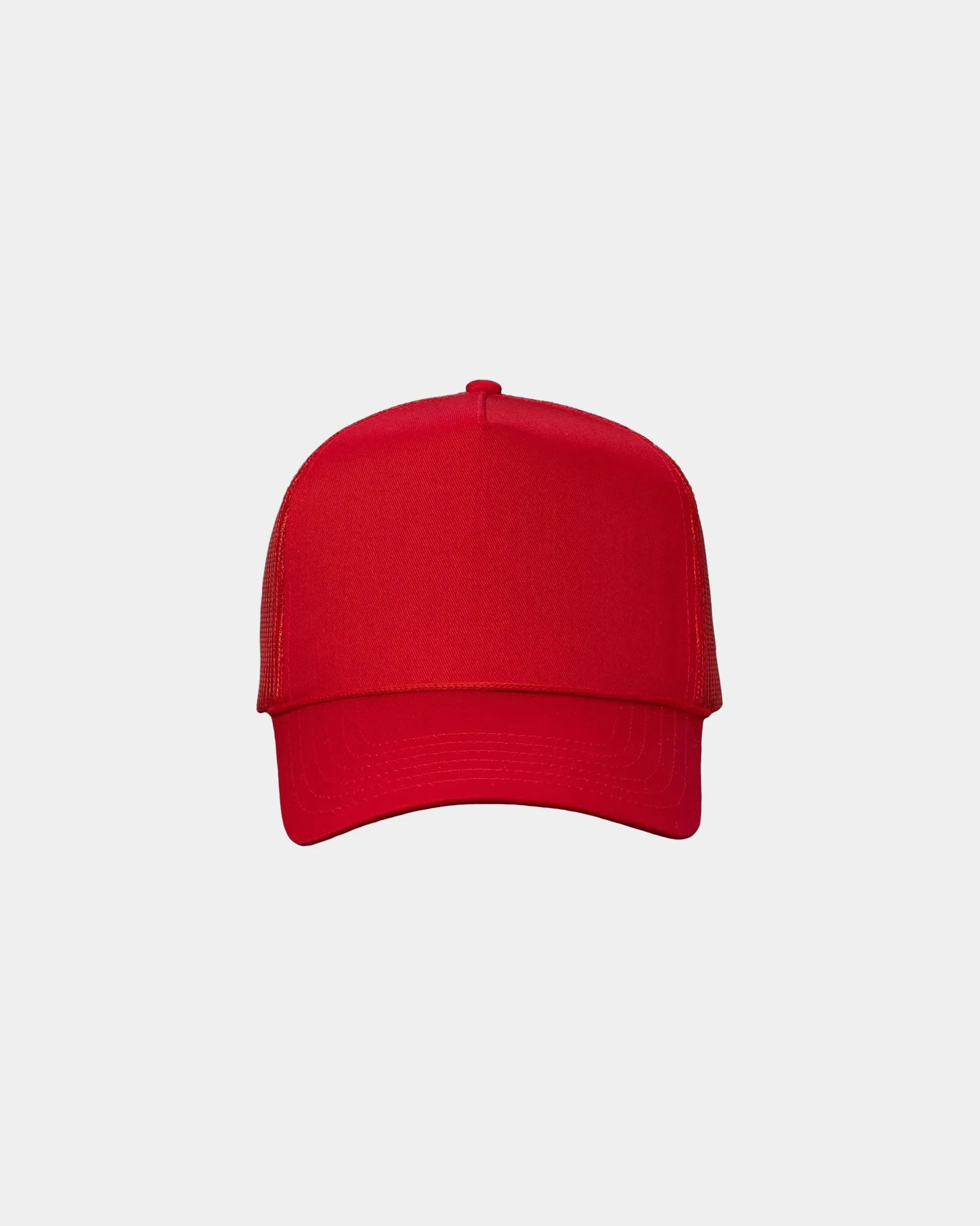 Custom five-panel mesh-back trucker cap with snapback - Red