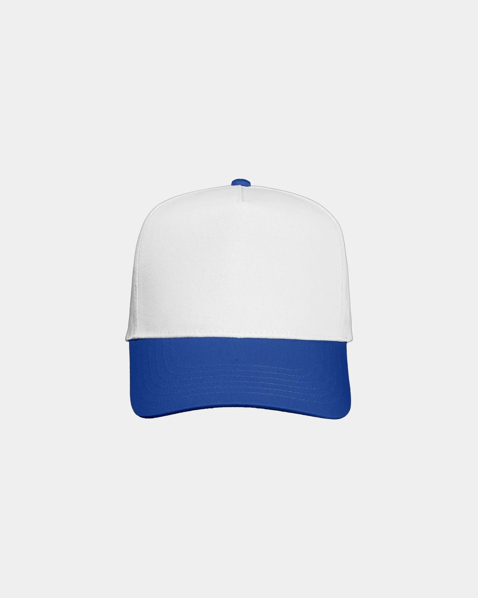 Custom twill five-panel cap with snapback closure - White/ Royal