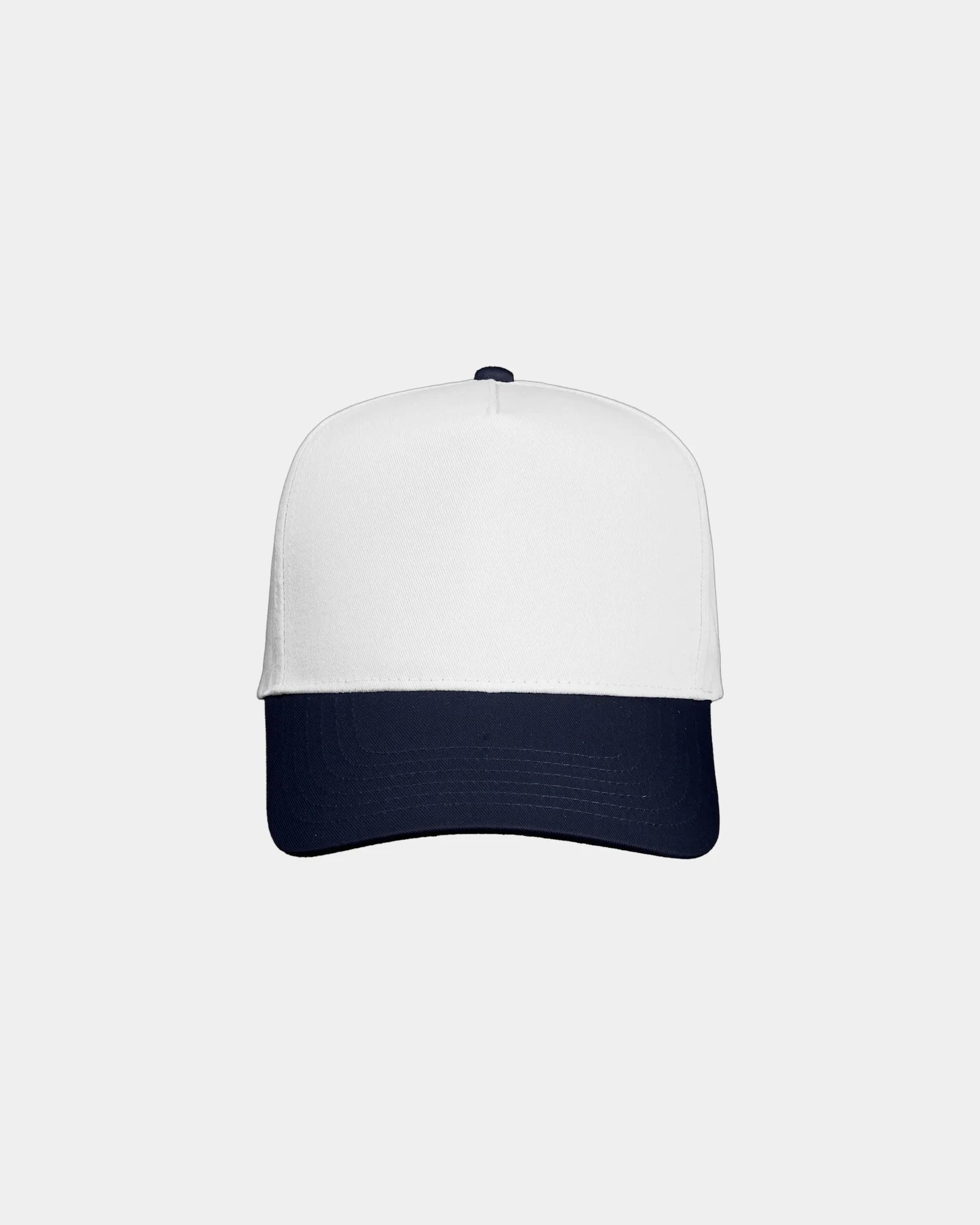 Custom twill five-panel cap with snapback closure - White/ Navy