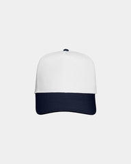 Custom twill five-panel cap with snapback closure - White/ Navy