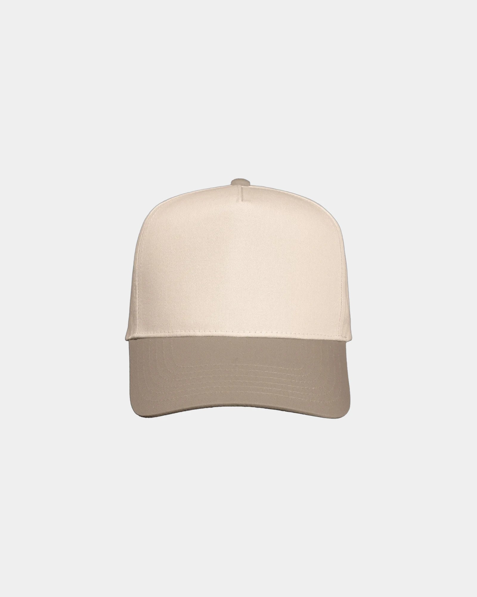 Custom twill five-panel cap with snapback closure - Natural/ Khaki