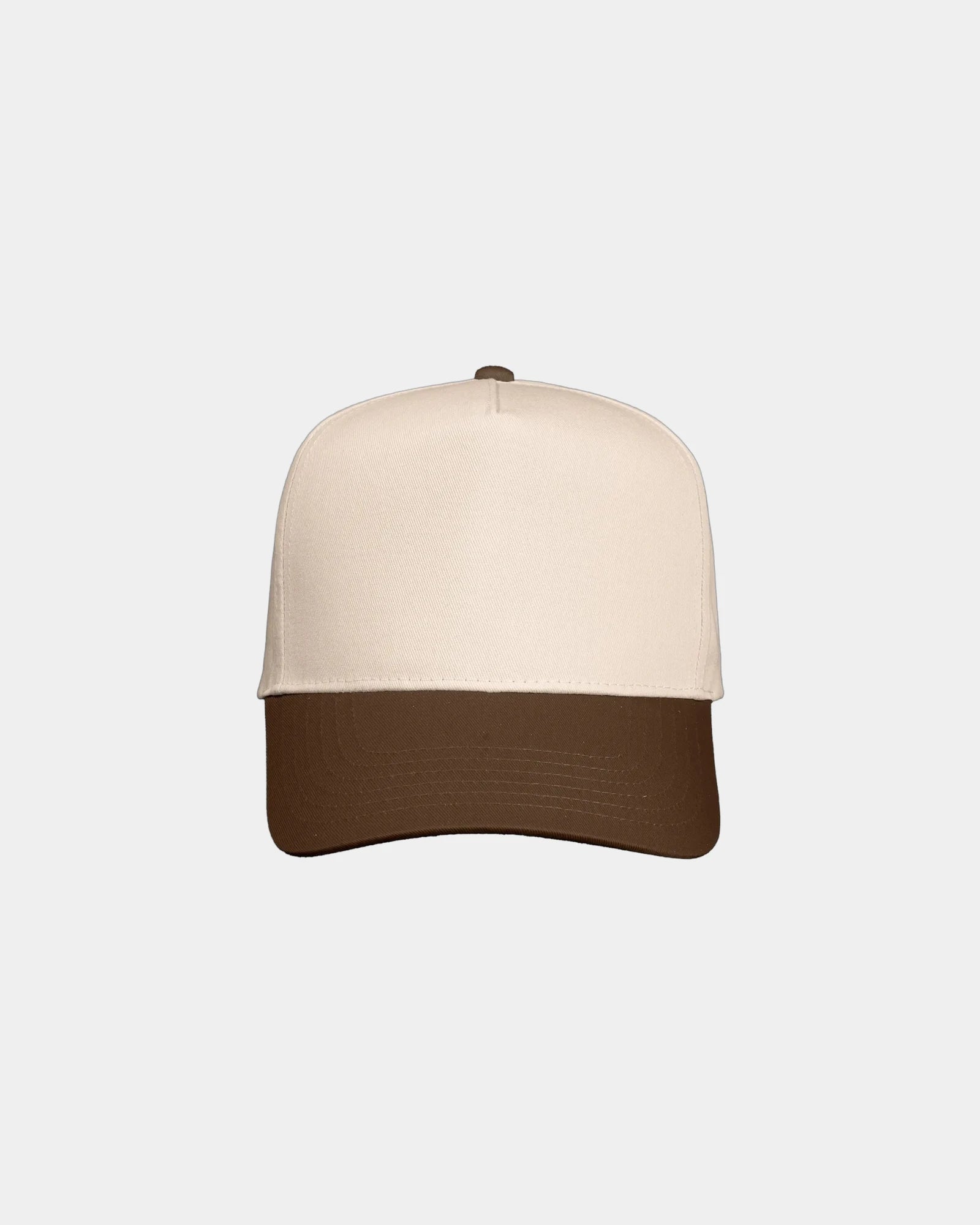 Custom twill five-panel cap with snapback closure - Natural/ Brown