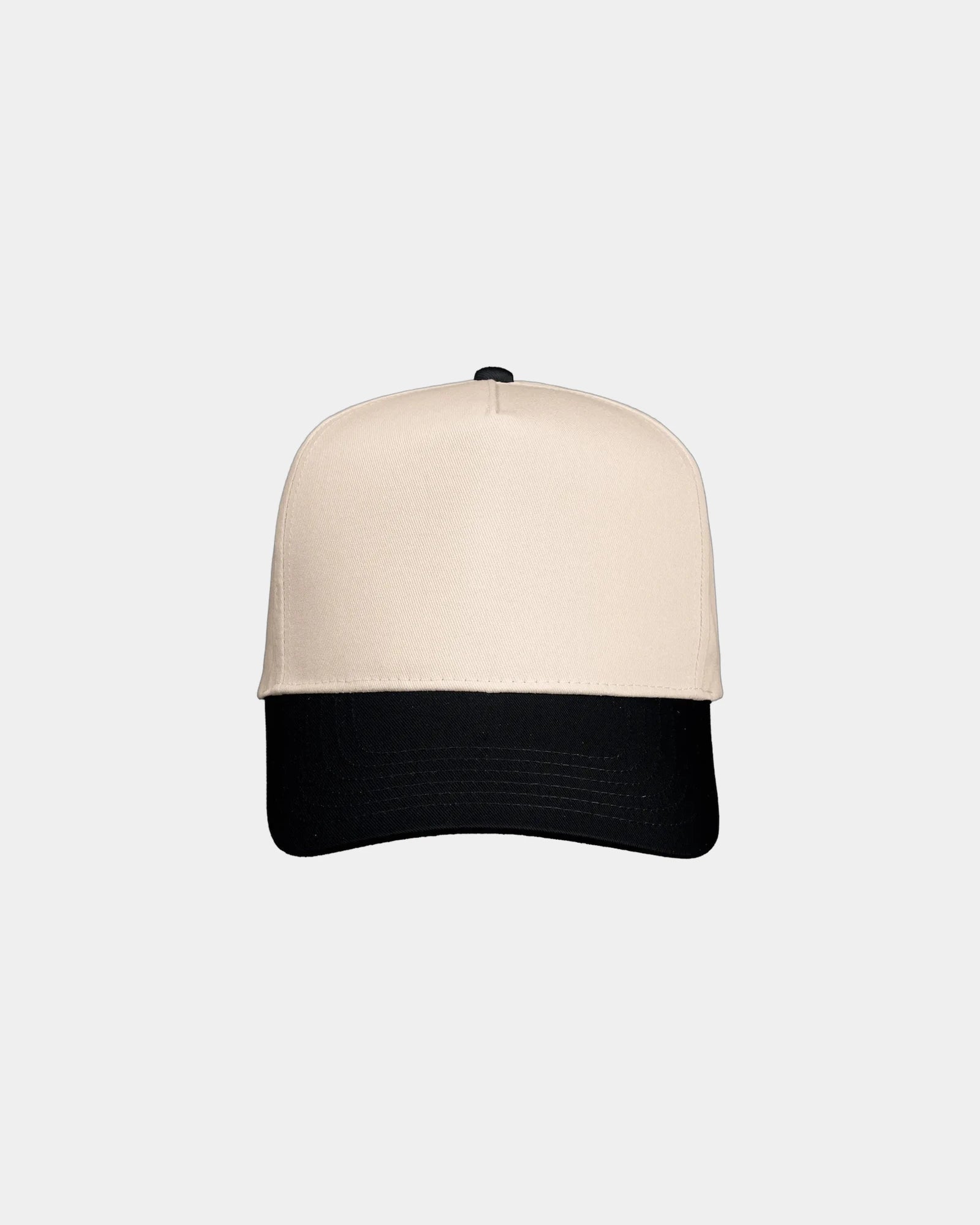 Custom twill five-panel cap with snapback closure - Natural/ Black