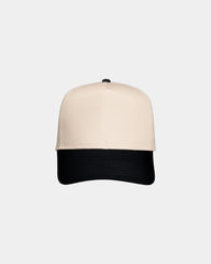 Custom twill five-panel cap with snapback closure - Natural/ Black