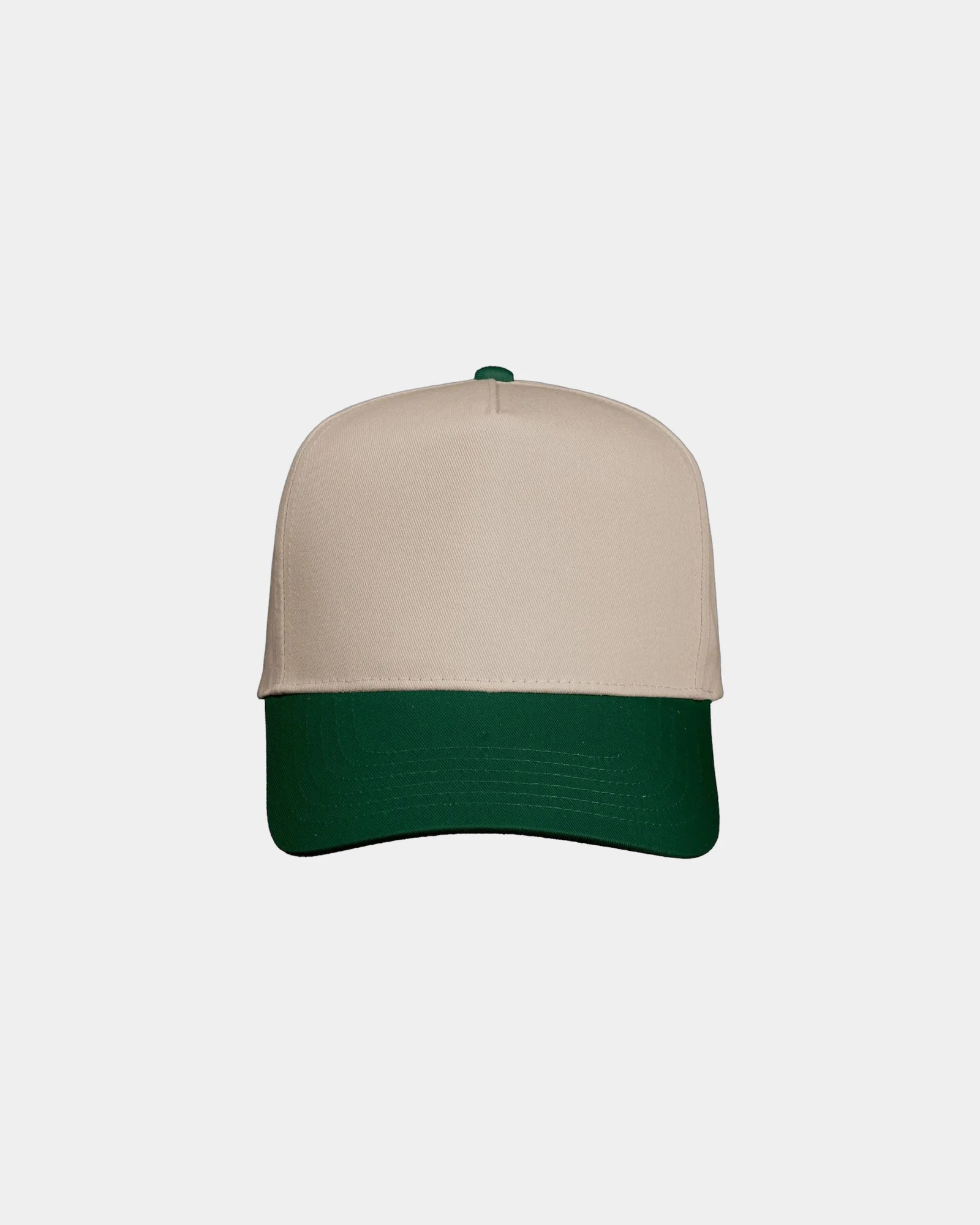 Custom twill five-panel cap with snapback closure - Khaki/ Forest Green