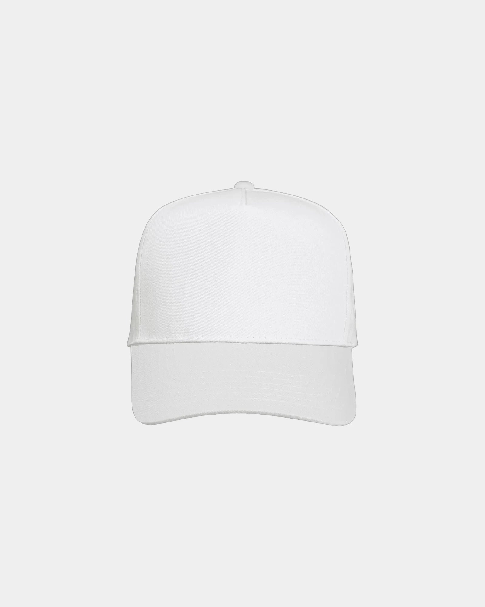 Custom twill five-panel cap with snapback closure - White