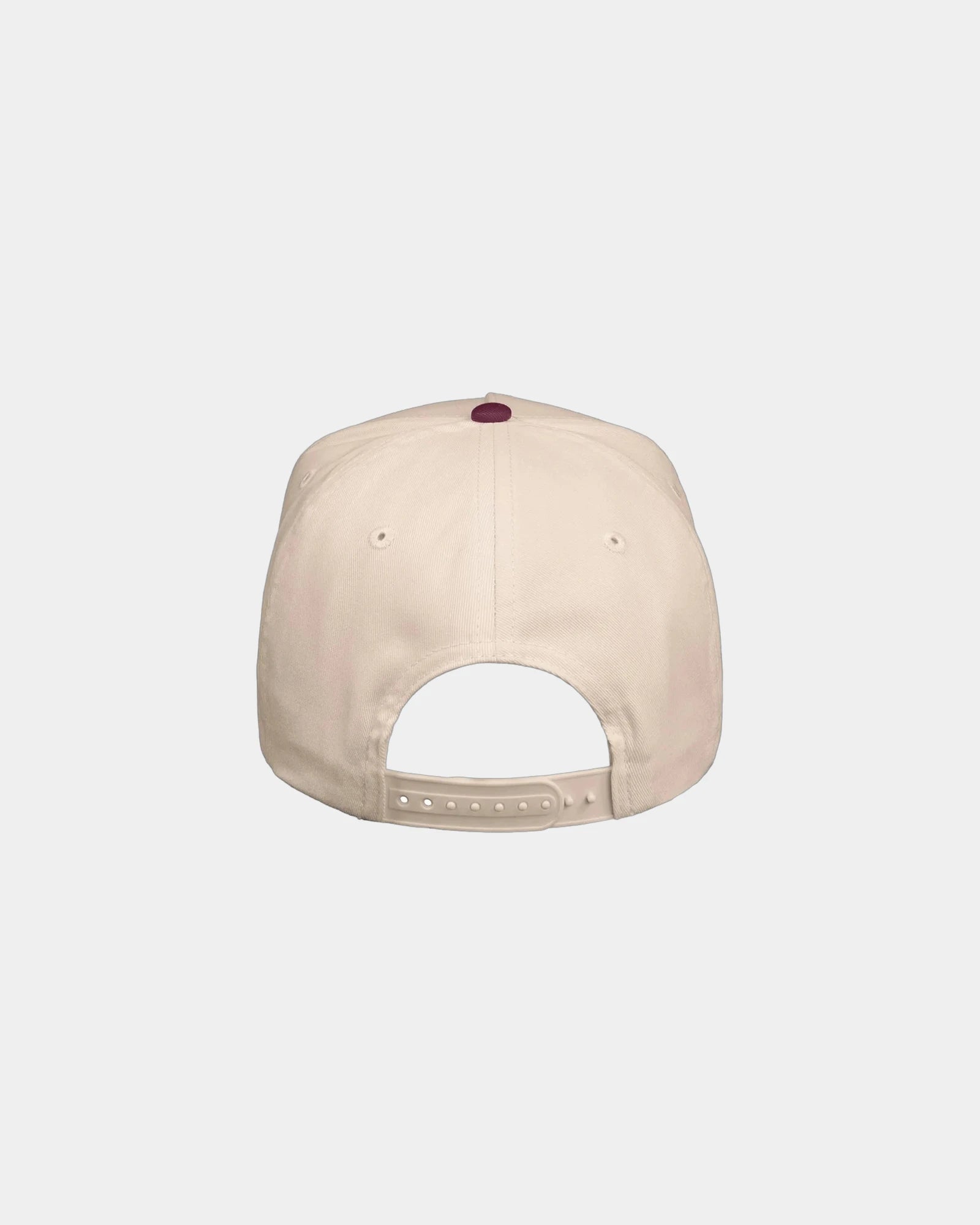 Custom twill five-panel cap with snapback closure - Natural/ Maroon