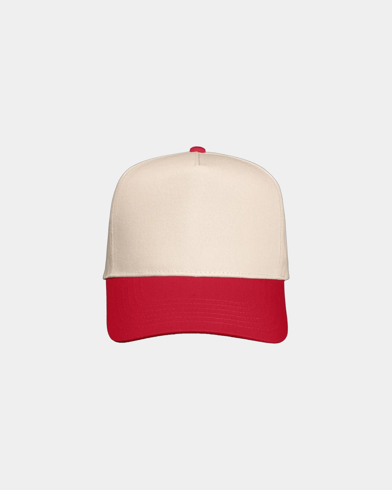 Custom twill five-panel cap with snapback closure - Natural/ Red