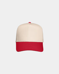 Custom twill five-panel cap with snapback closure - Natural/ Red
