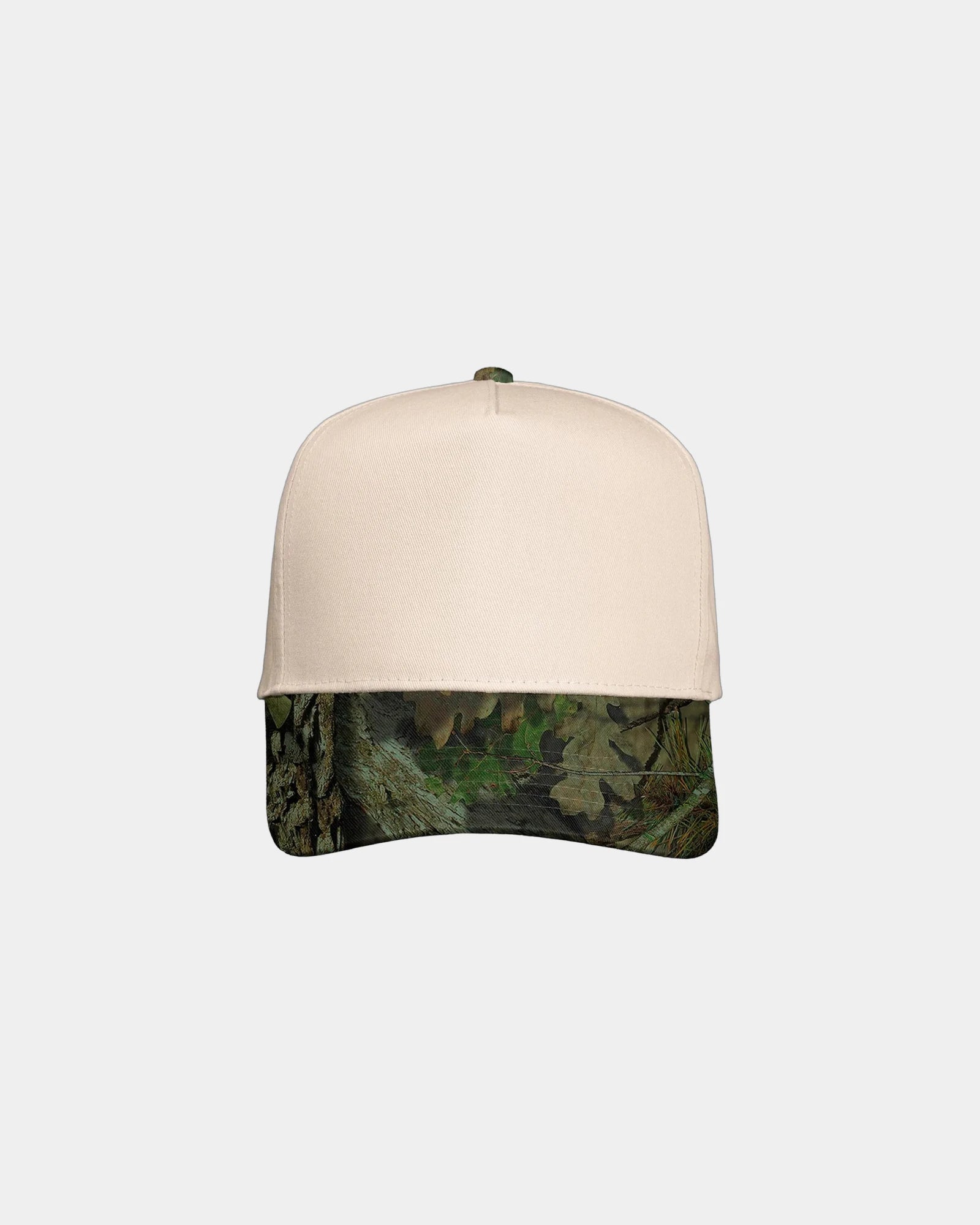 Custom twill five-panel cap with snapback closure - Natural/ Mossy Oak Breakup