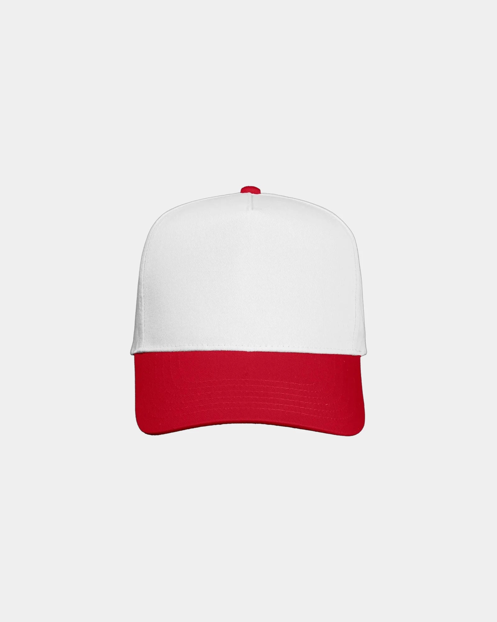 Custom twill five-panel cap with snapback closure - White/ Red