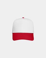 Custom twill five-panel cap with snapback closure - White/ Red