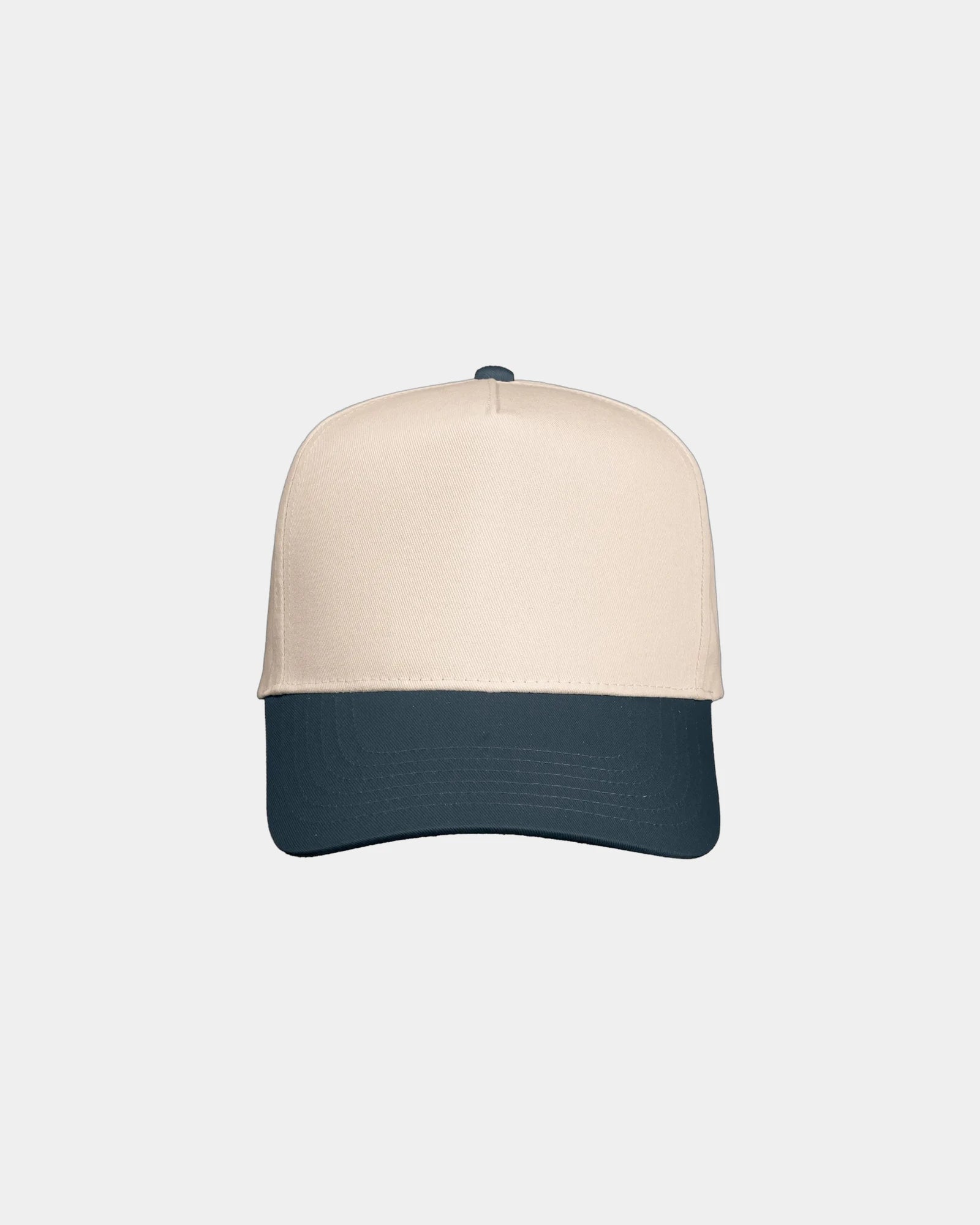 Custom twill five-panel cap with snapback closure - Natural/ Charcoal