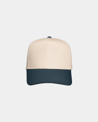 Custom twill five-panel cap with snapback closure - Natural/ Charcoal