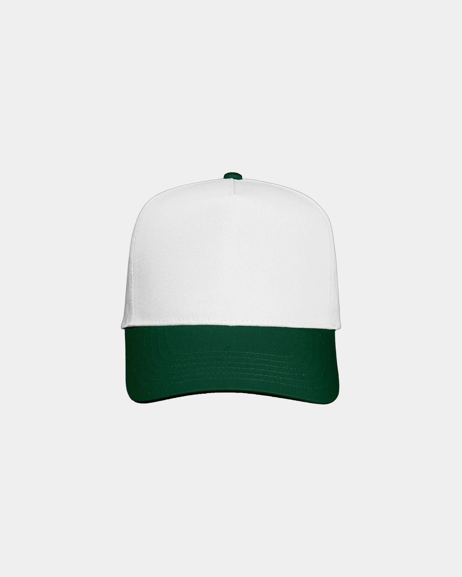 Custom twill five-panel cap with snapback closure - White/ Forest