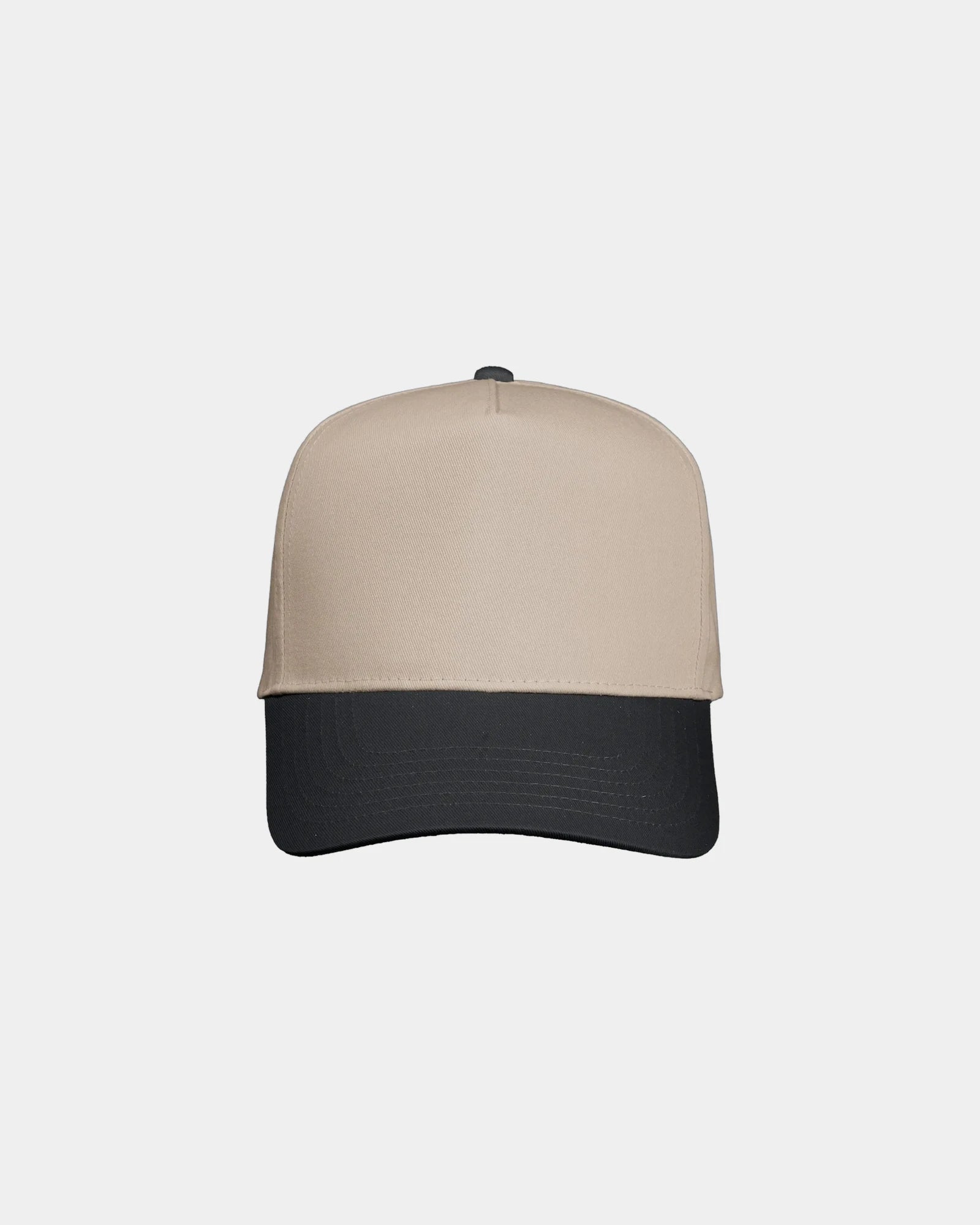Custom twill five-panel cap with snapback closure - Khaki/ Black