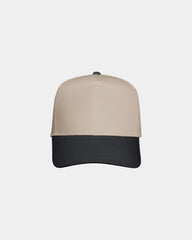 Custom twill five-panel cap with snapback closure - Khaki/ Black