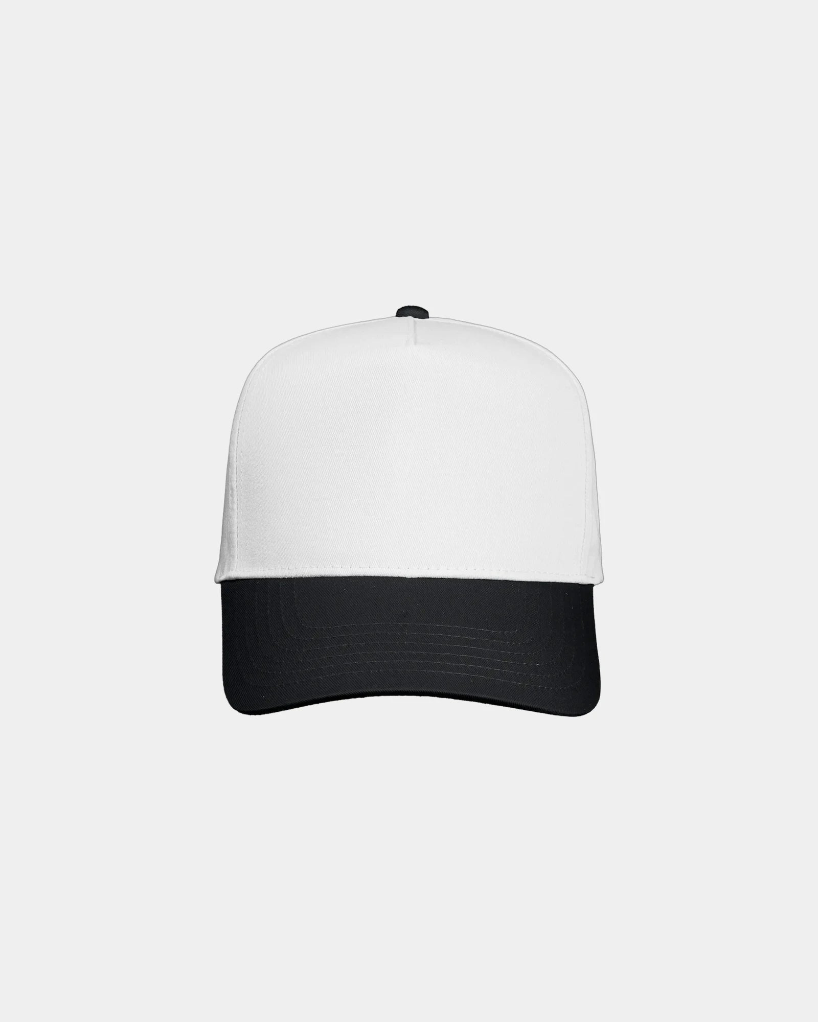 Custom twill five-panel cap with snapback closure - White/ Black