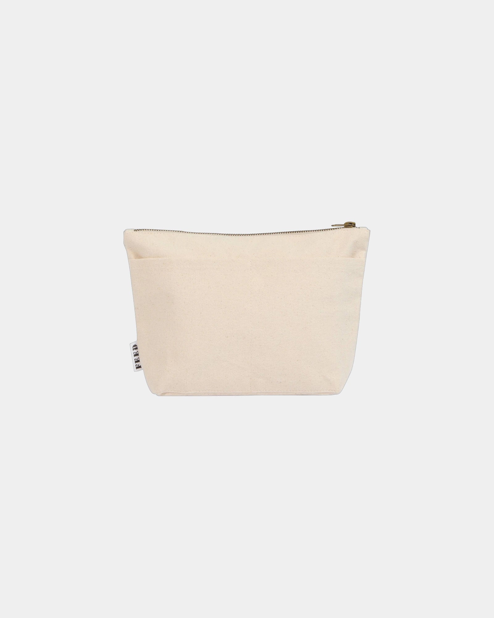 Custom organic cotton pouch with zippered compartment - Natural (Nt)