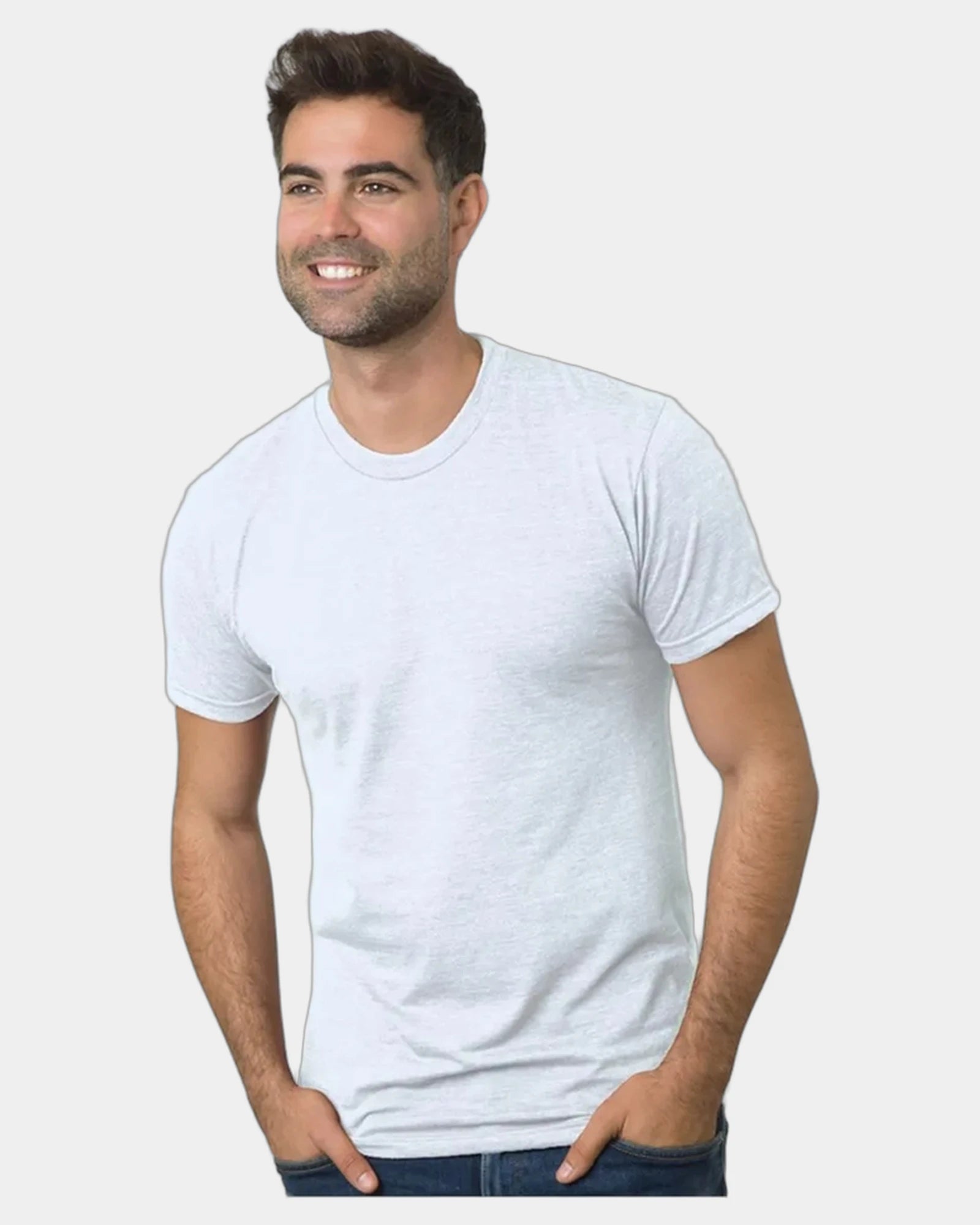 Custom triblend unisex T-shirt with tear-away label - Solid White