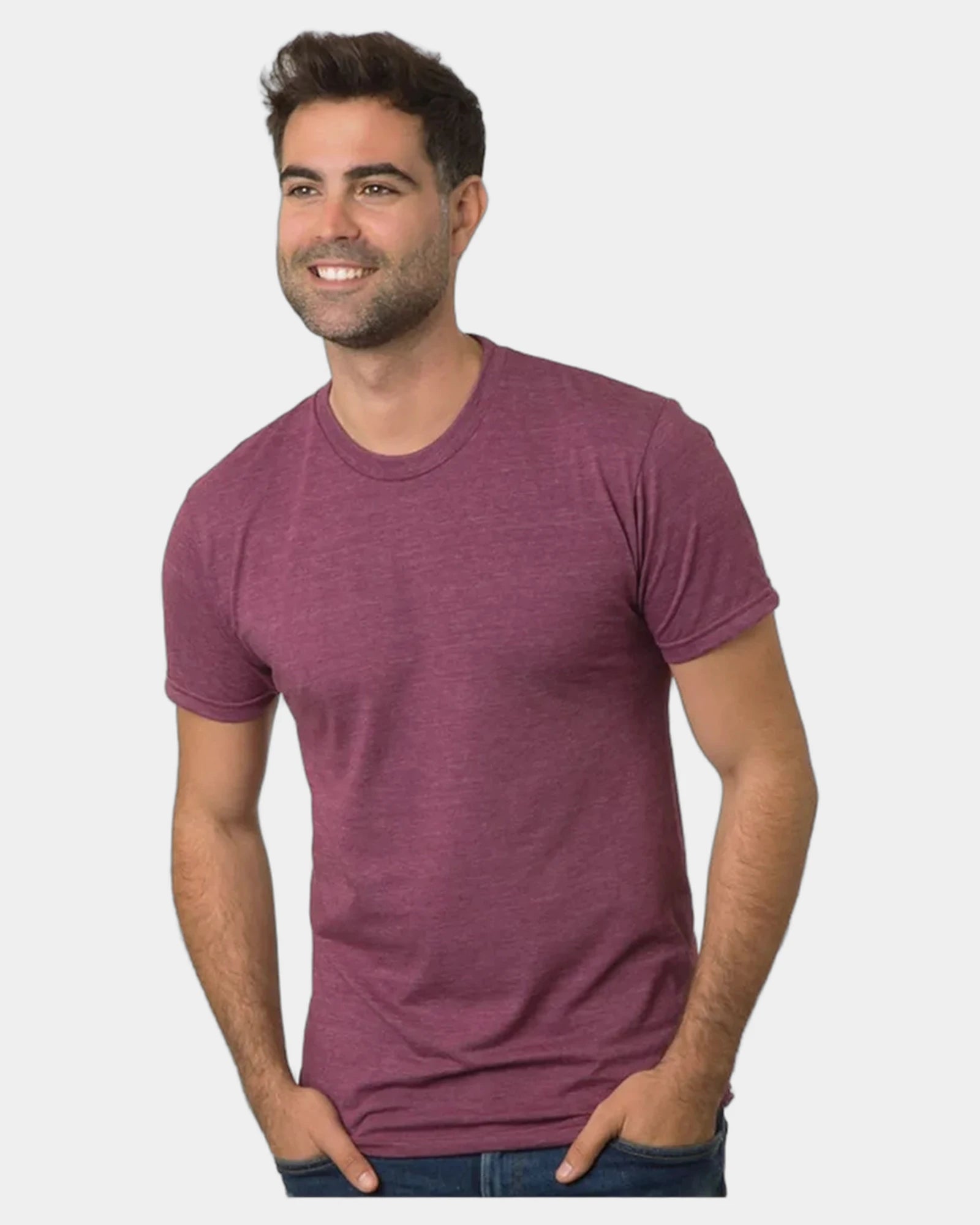 Custom triblend unisex T-shirt with tear-away label - Tri Maroon