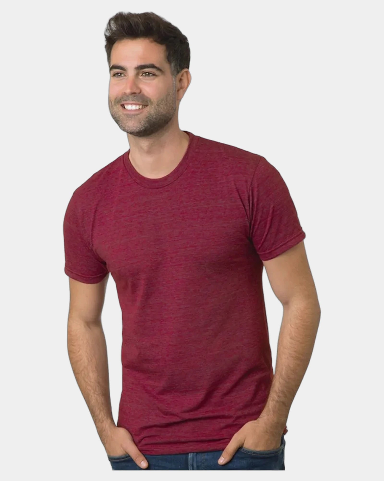 Custom triblend unisex T-shirt with tear-away label - Tri Burgundy