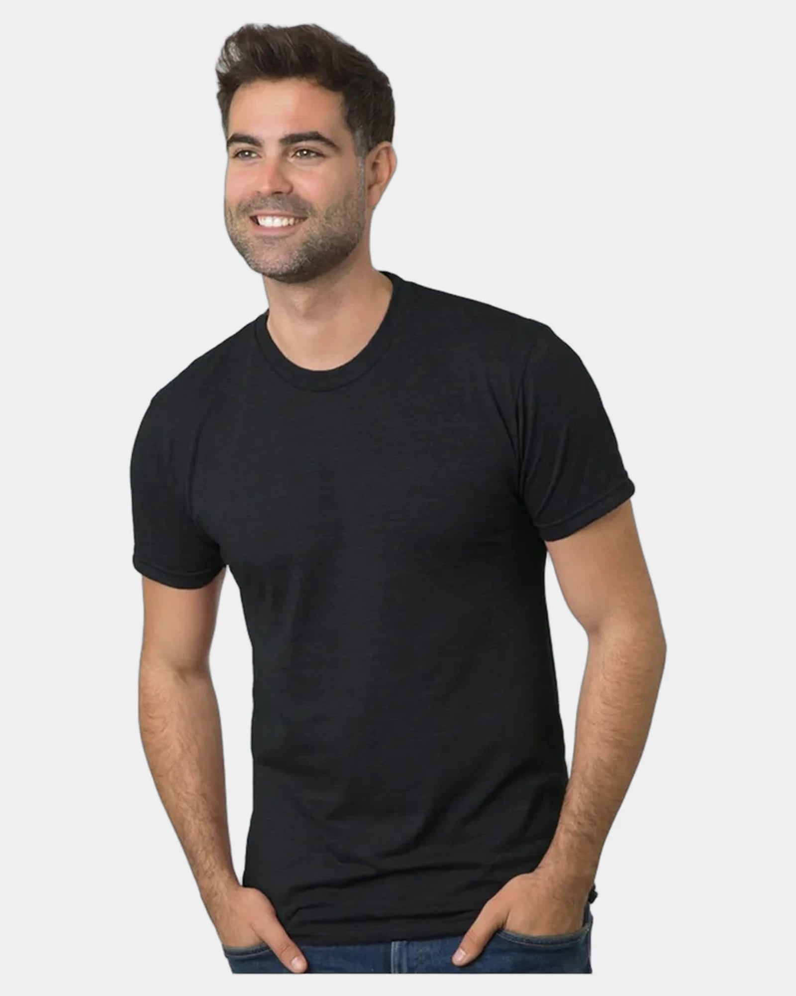 Custom triblend unisex T-shirt with tear-away label - Tri Black