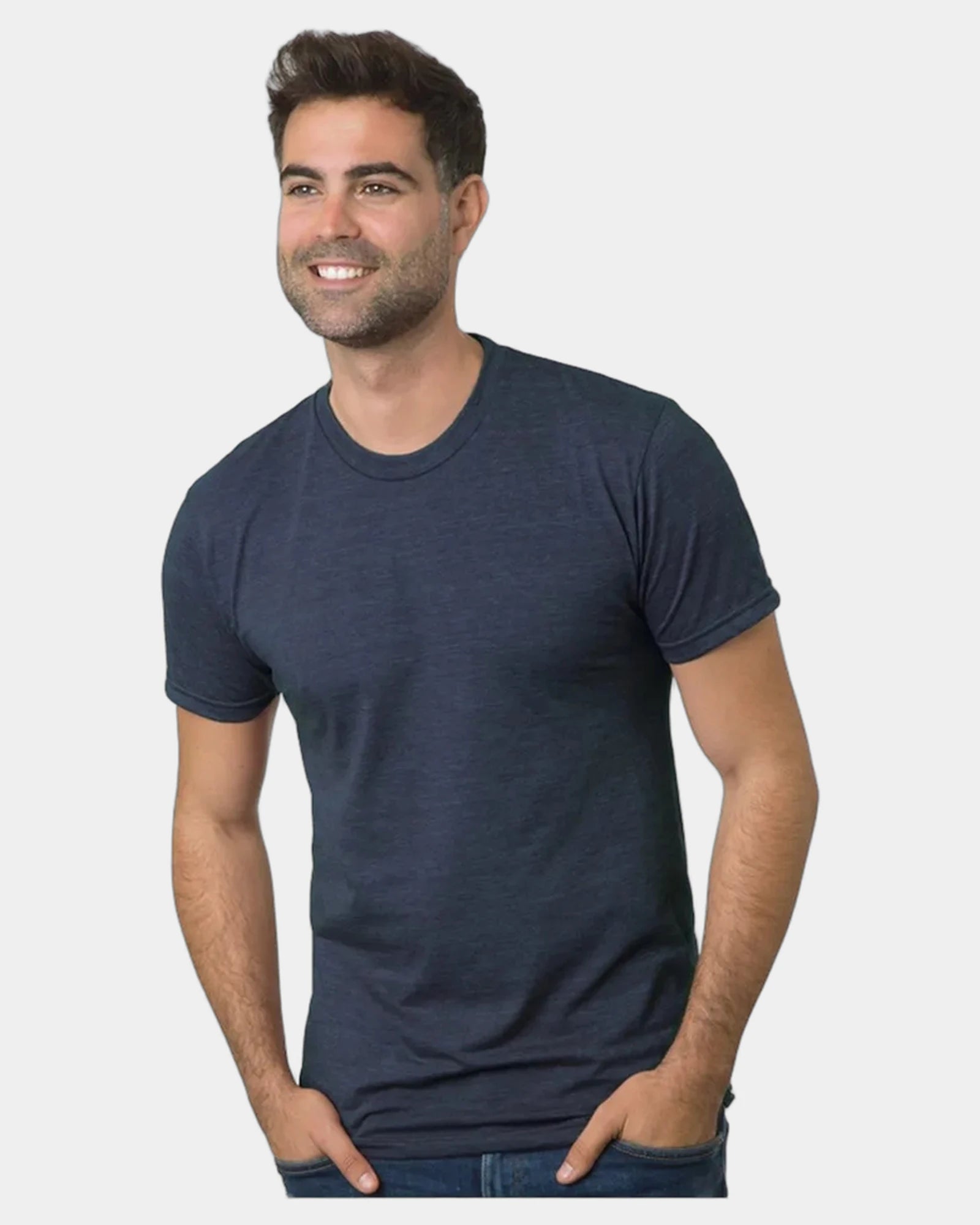 Custom triblend unisex T-shirt with tear-away label - Tri Navy