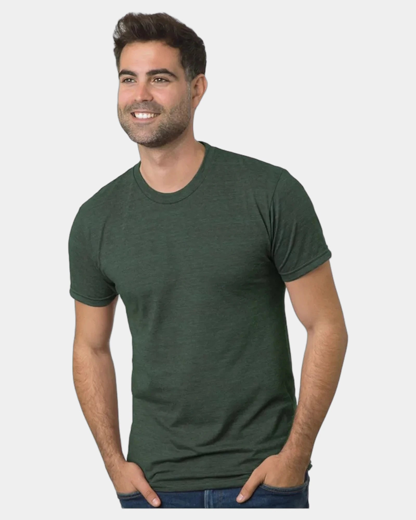 Custom triblend unisex T-shirt with tear-away label - Tri Hunter Green