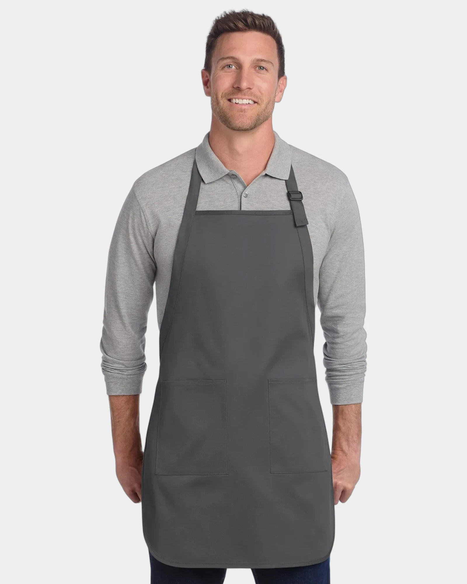 Custom two-pocket bib apron Port Authority 22"x30" - Charcoal