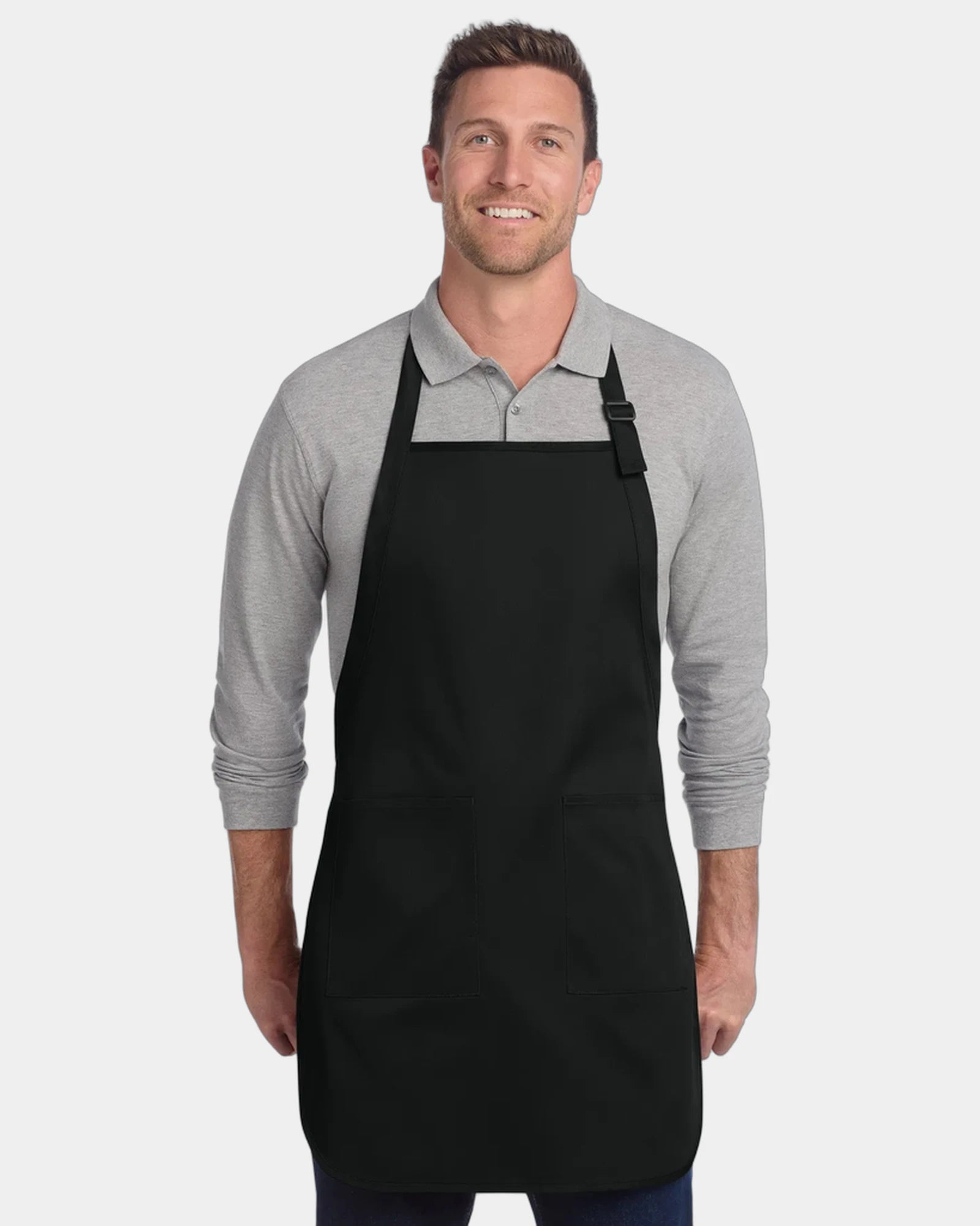 Custom two-pocket bib apron Port Authority 22"x30" - Black