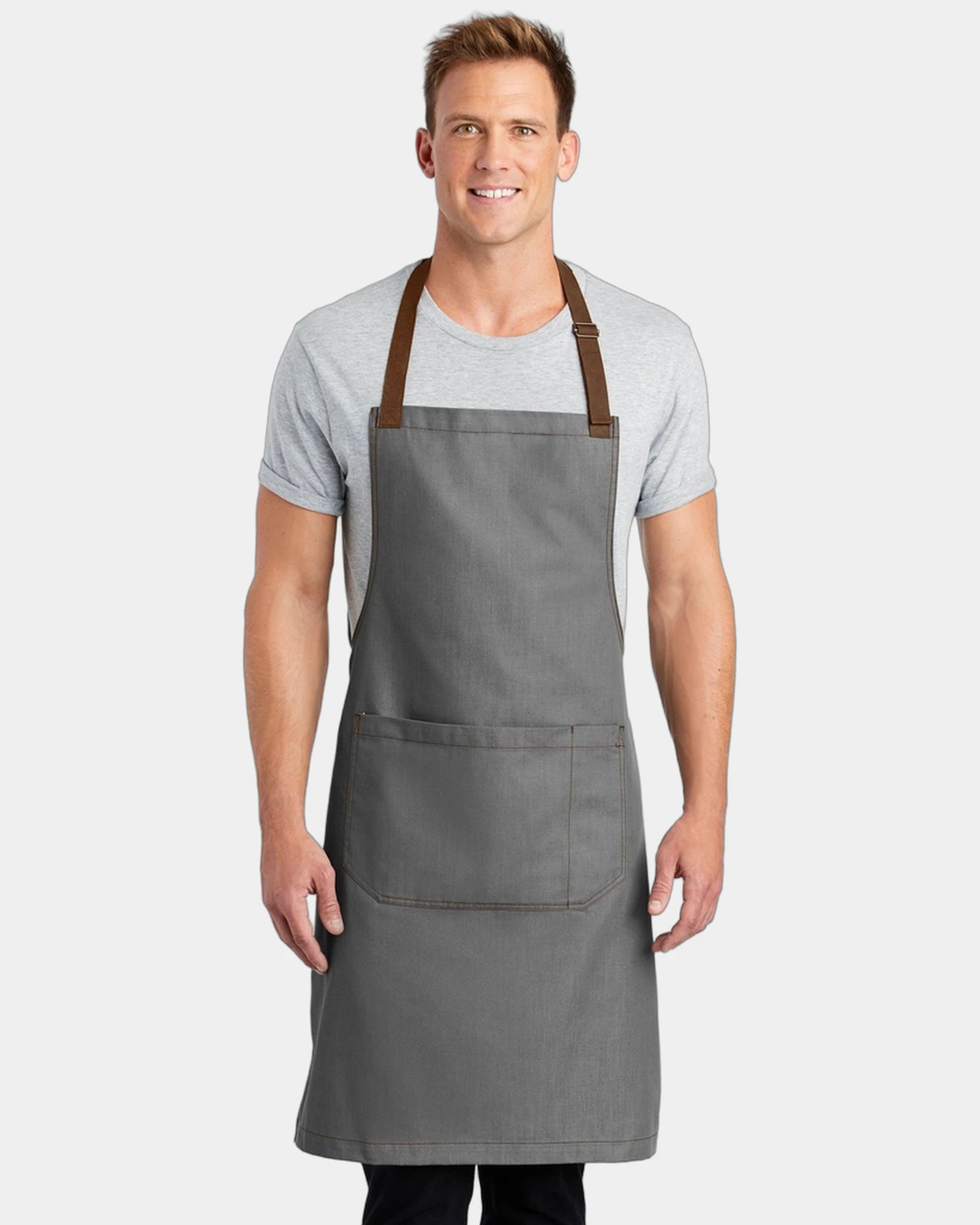 Custom twill bib apron Port Authority Market Full-Length - Ash Grey