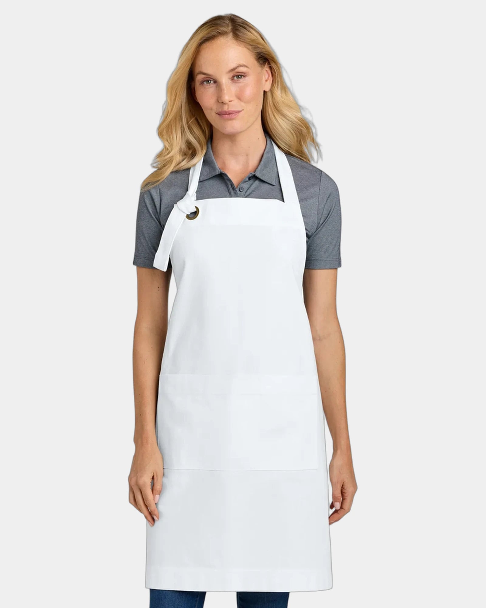 Custom cotton twill bib apron Port Authority - White