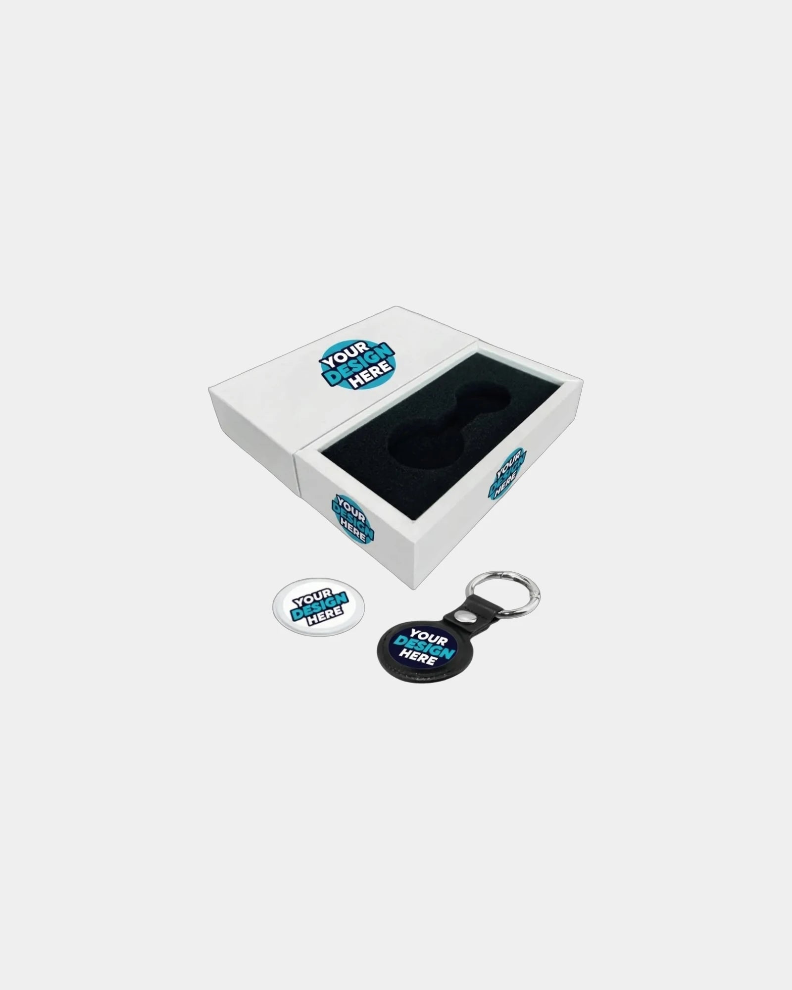 Custom tracker key tag gift box set with full-color print - Black