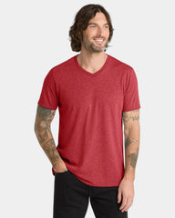 Custom recycled tri-blend v-neck tee for teams - Rise Up Red