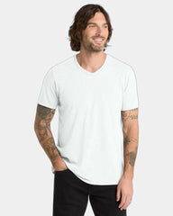 Custom recycled tri-blend v-neck tee for teams - Fairly White