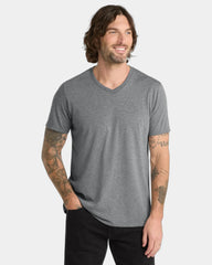 Custom recycled tri-blend v-neck tee for teams - Aluminum Grey