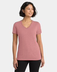 Custom recycled tri-blend women's v-neck tee - Vintage Rose