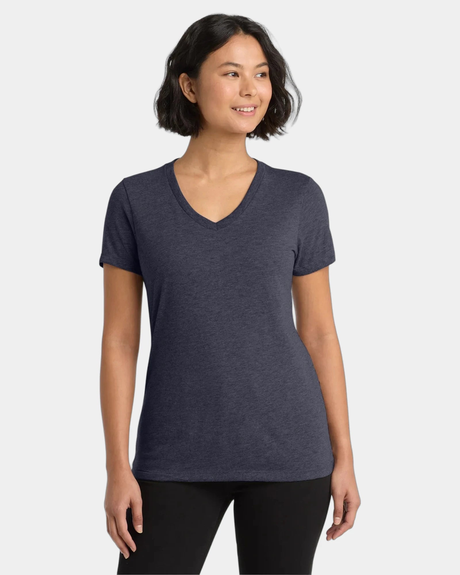 Custom recycled tri-blend women's v-neck tee - Rebel Blue