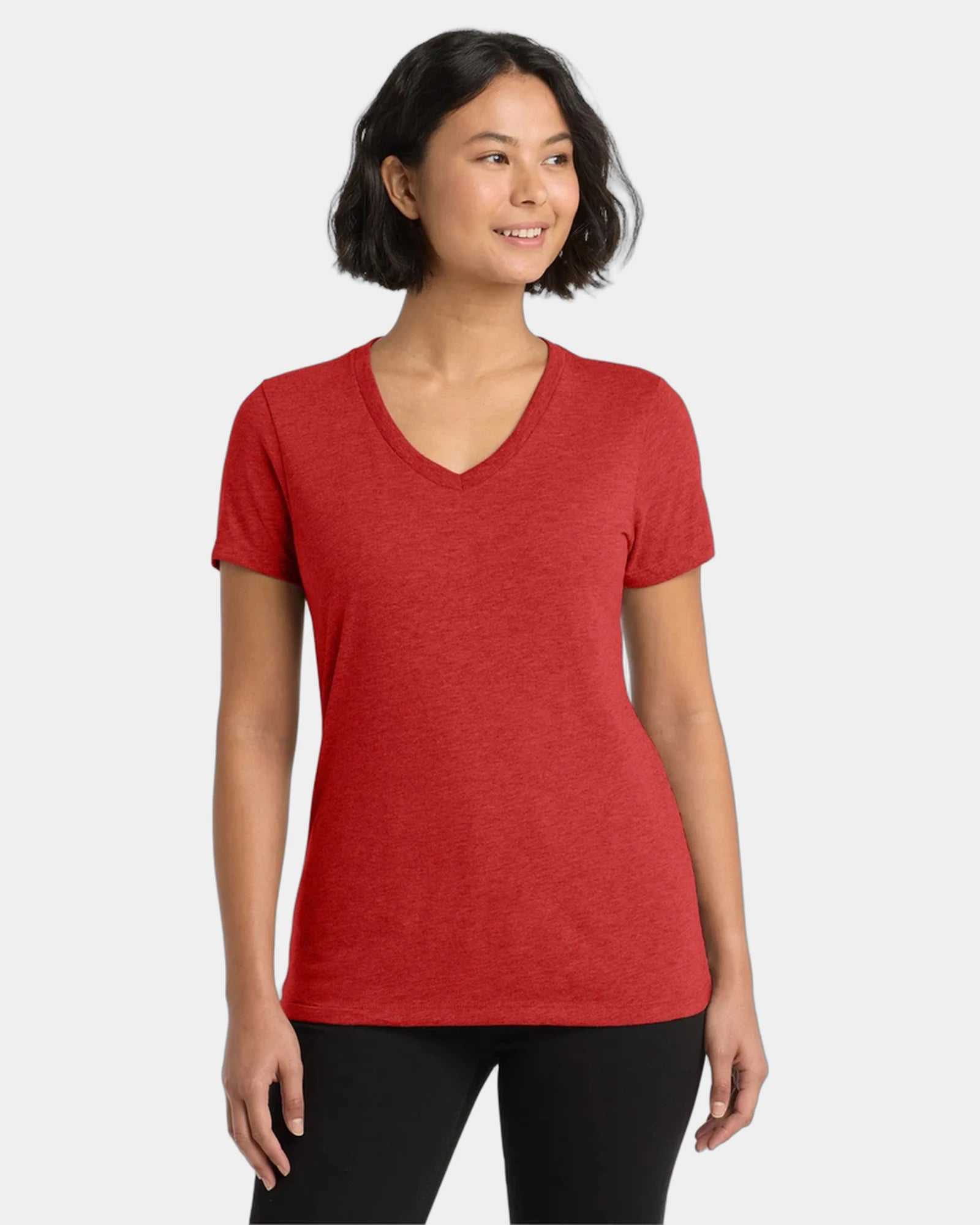 Custom recycled tri-blend women's v-neck tee - Rise Up Red