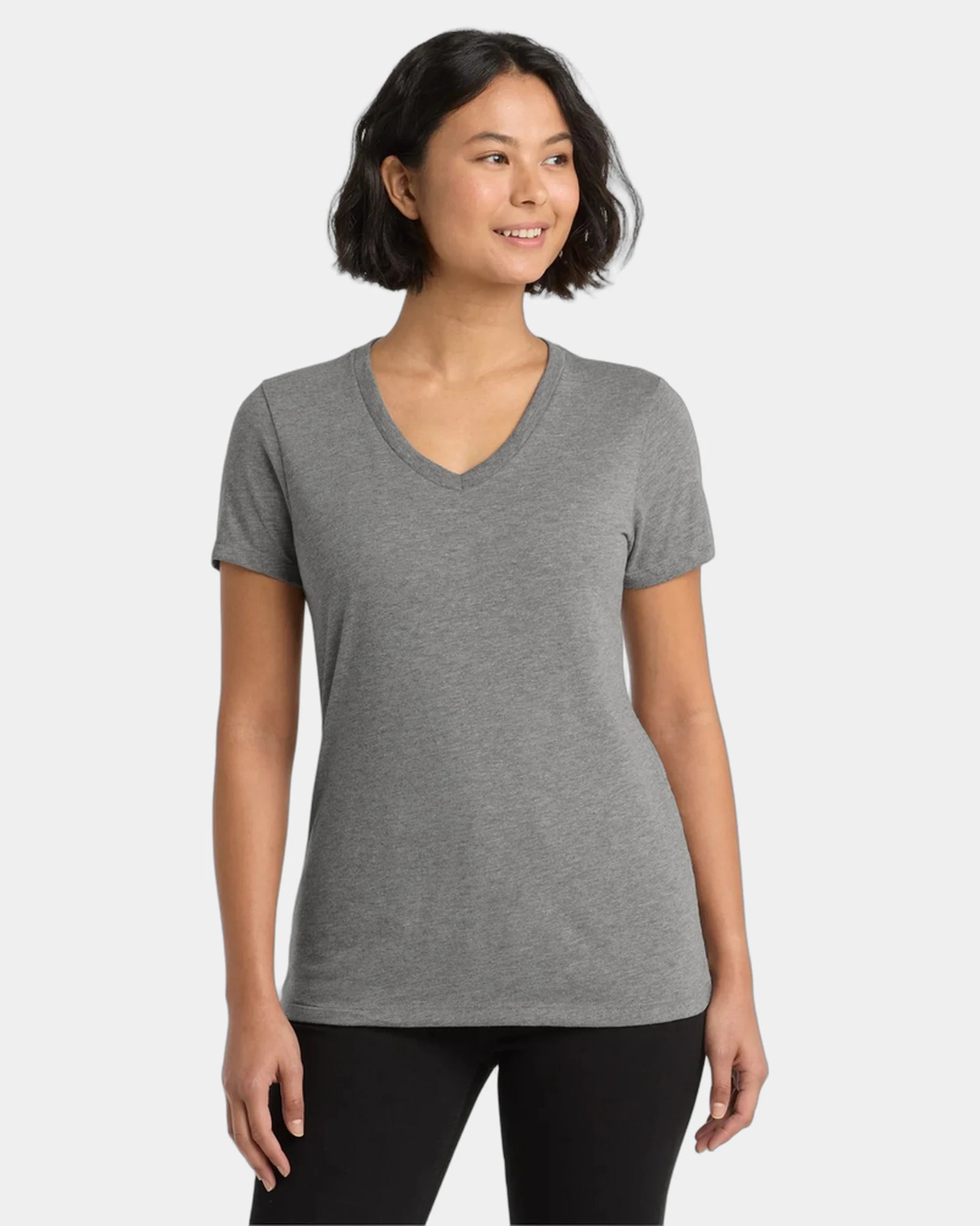 Custom recycled tri-blend women's v-neck tee - Aluminum Grey